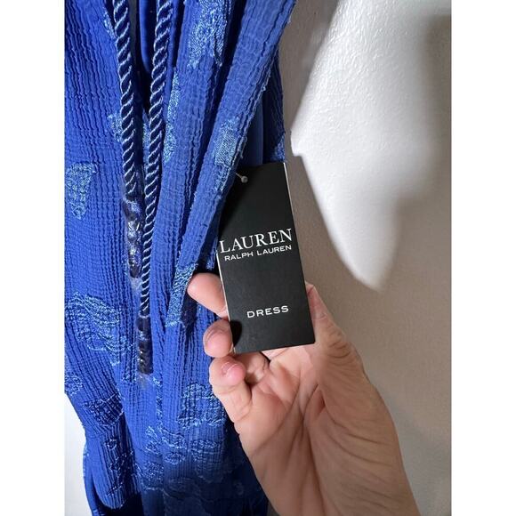 NWT Lauren Ralph Lauren Women's Blue Adjustable Halter Neck Maxi Dress Size 14 - Picture 5 of 10